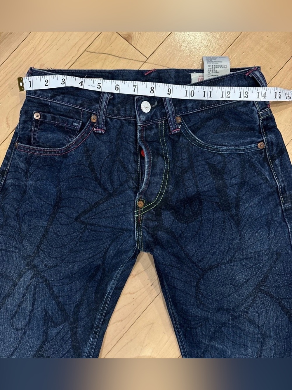 Vintage Evisu x INSA Jeans Size 28x32 Daicock Raw Japan Denim Y2K Rainbow Paint - Picture 10 of 12